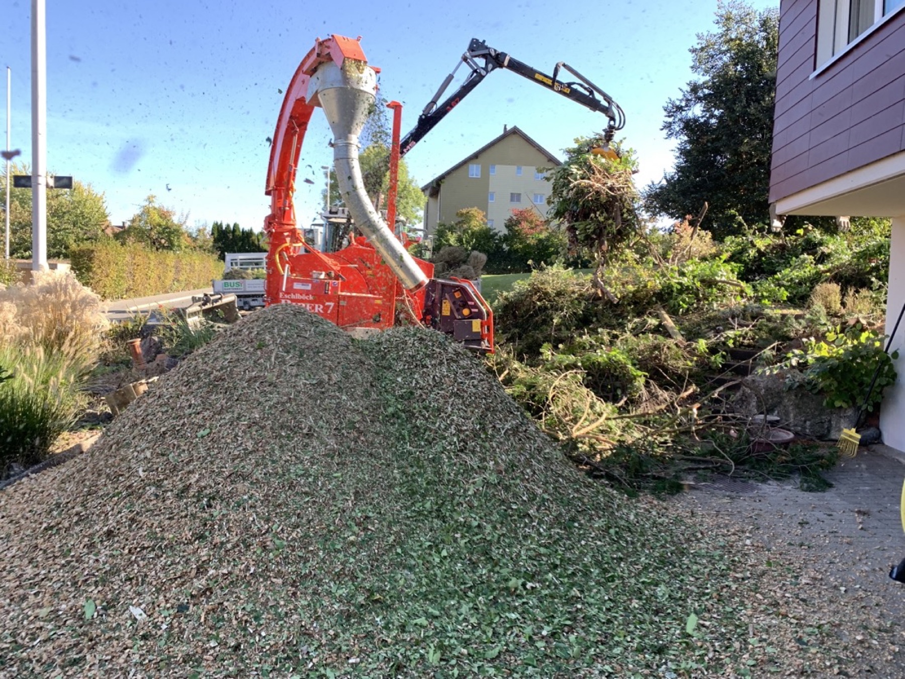 Häckseln von Grünschnitt